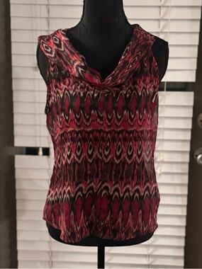 Converse One Star Size Pink Sheer Cowl Neck Sleeveless Blouse Top, Size Small